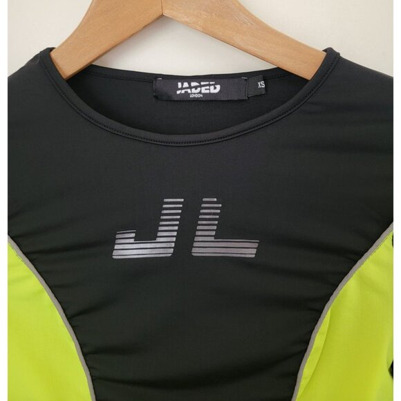 JADED LONDON Black & Neon Green Long Sleeve Bodysuit Women's Sz XS - Picture 4 of 7